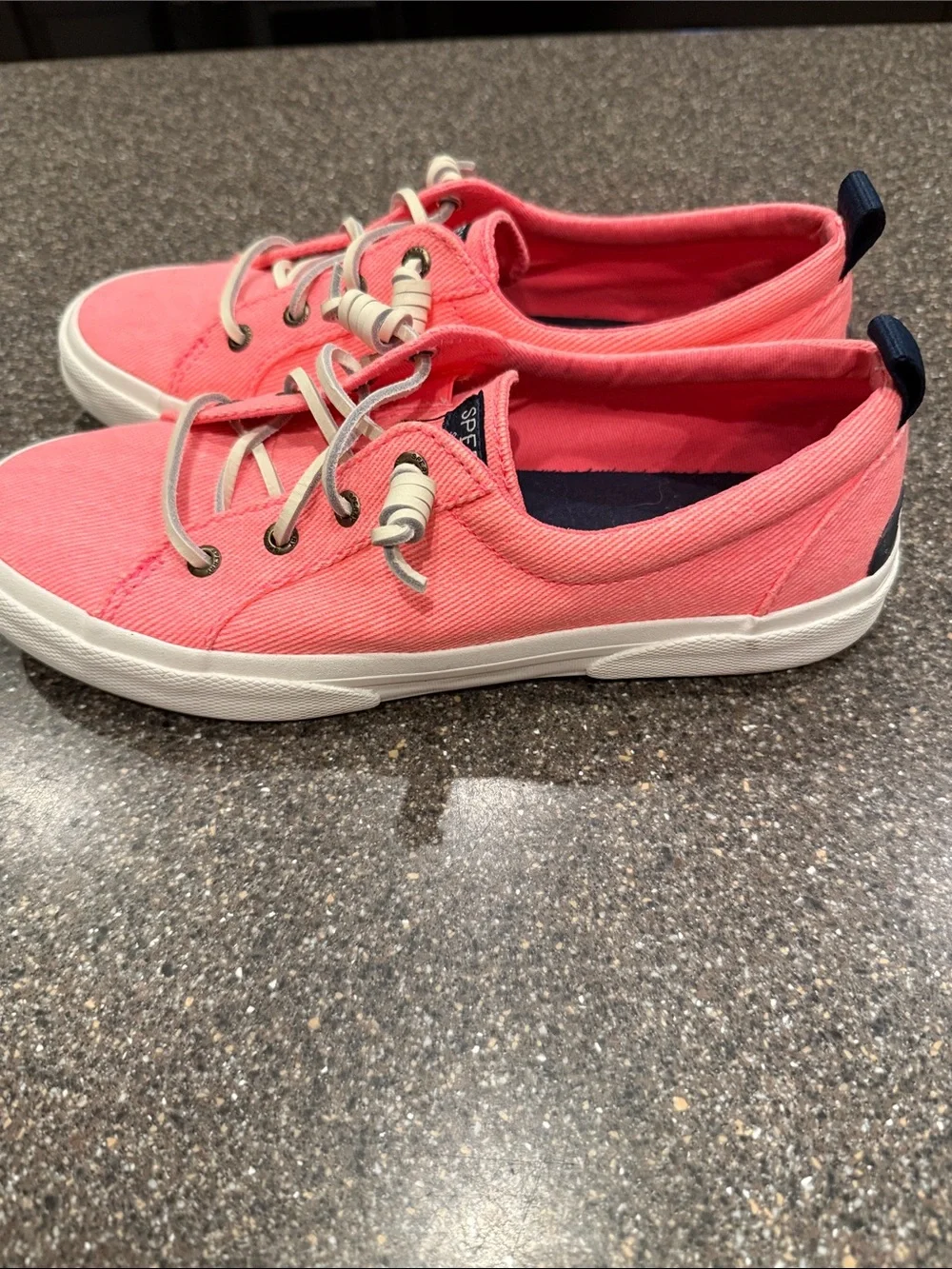 Sperry Coral-Pink Canvas Slip-On Sneakers